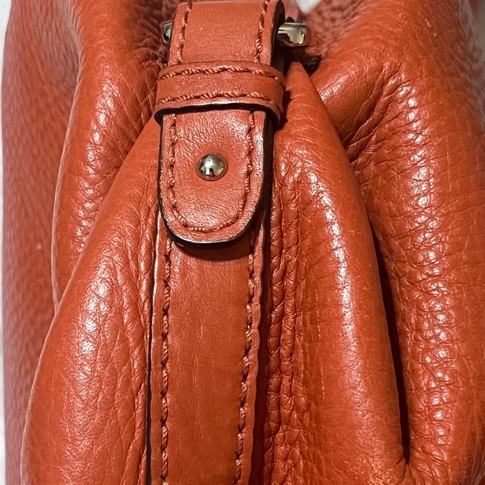 Cole Haan Large Burnt Orange Pebbled Leather Handbag Hobo Detachable Strap - Picture 4 of 12